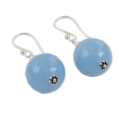 Glorious Blue Artisan Crafted Blue Chalcedony and Sterling Silver Earrings