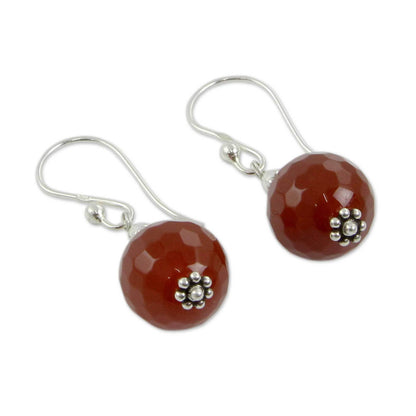 NOVICA - Sterling Silver Red Agate Dangle Earrings