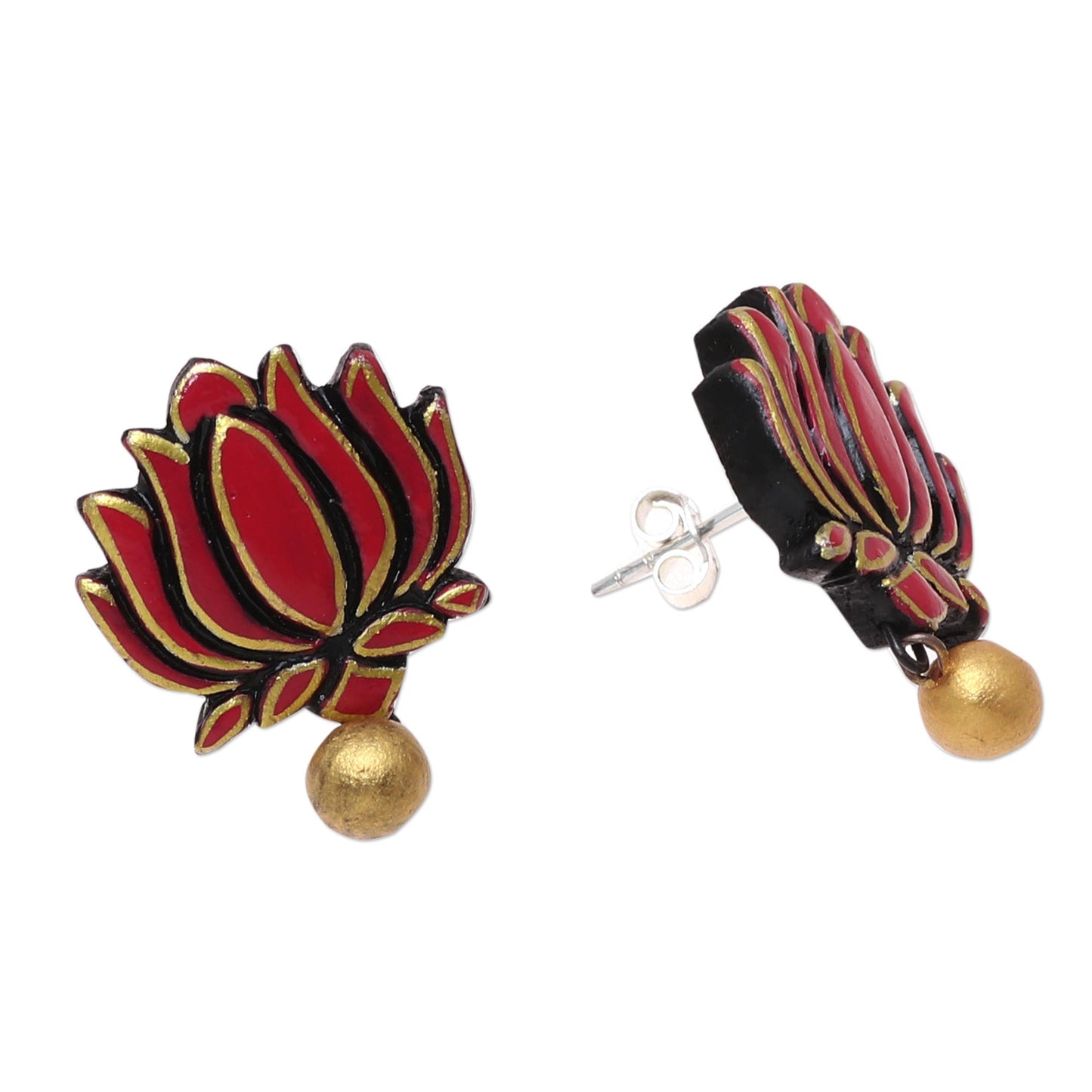 Lotus Majesty Button Earrings