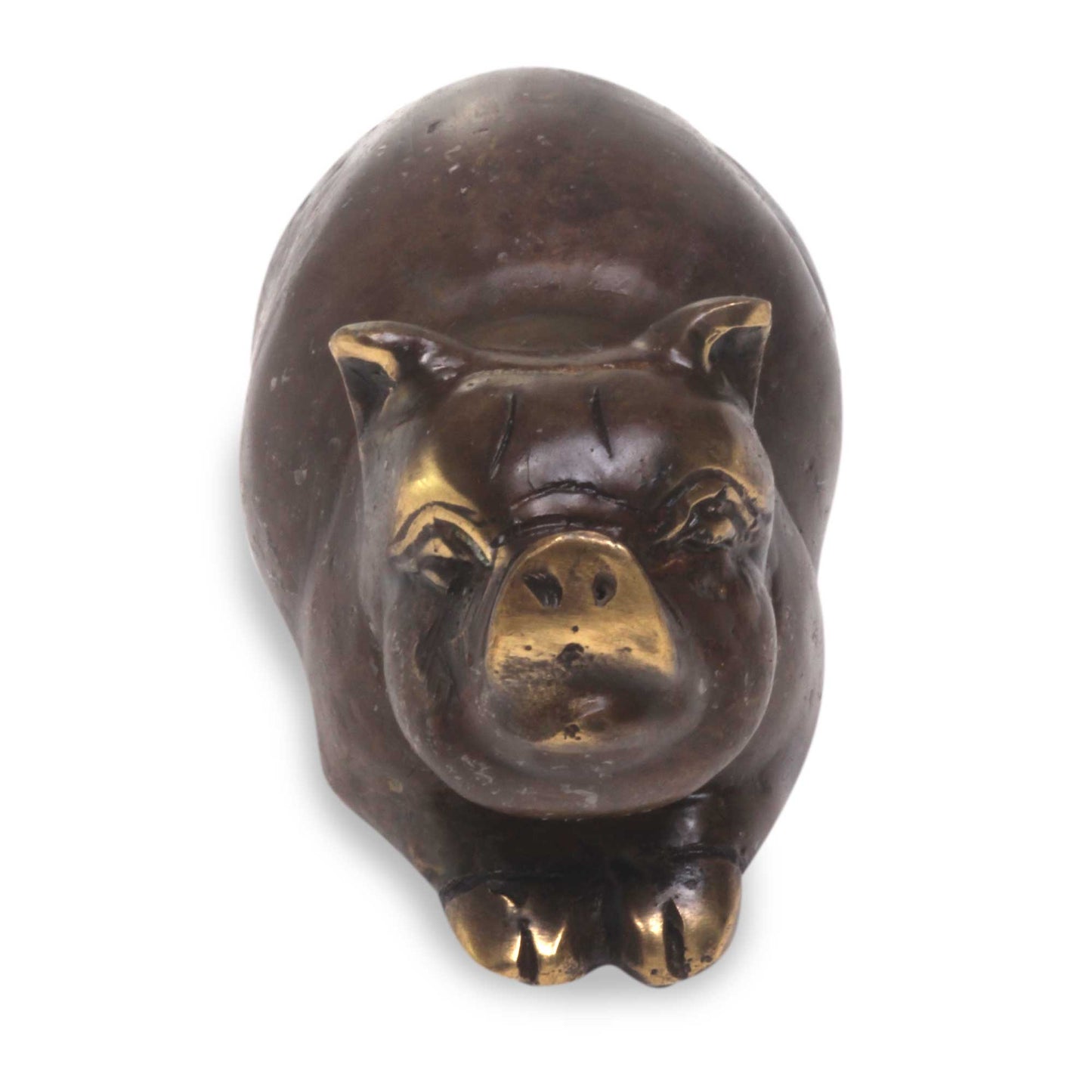 Bronze Chubby Pig Figurine