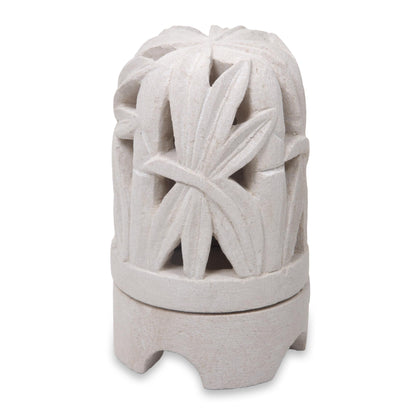 Rustling Bamboo Limestone Bamboo Sculpture Tealight Candleholder