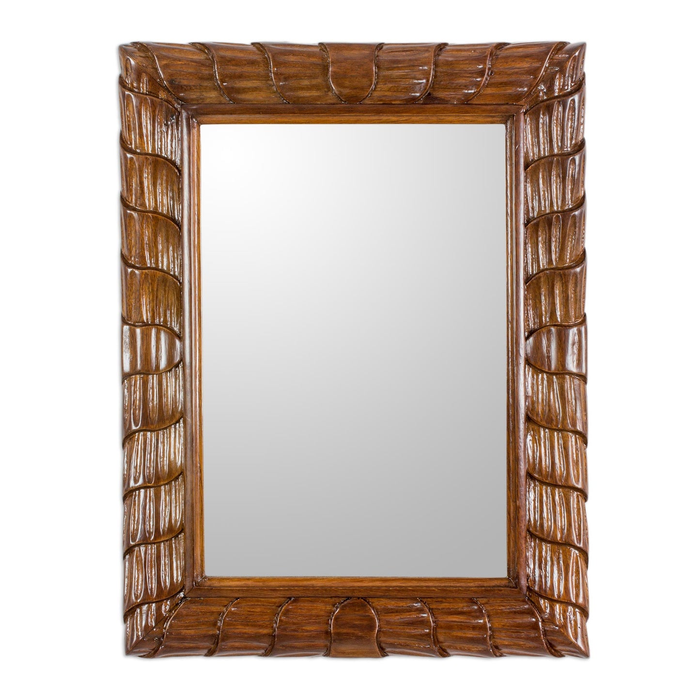 Rolling Waves Artisan Crafted Sustainable Wood Wall Mirror from Guatemala