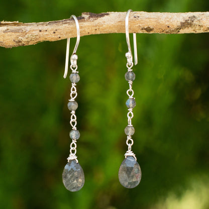 Lady Handmade Labradorite and Sterling Silver Dangle Earrings