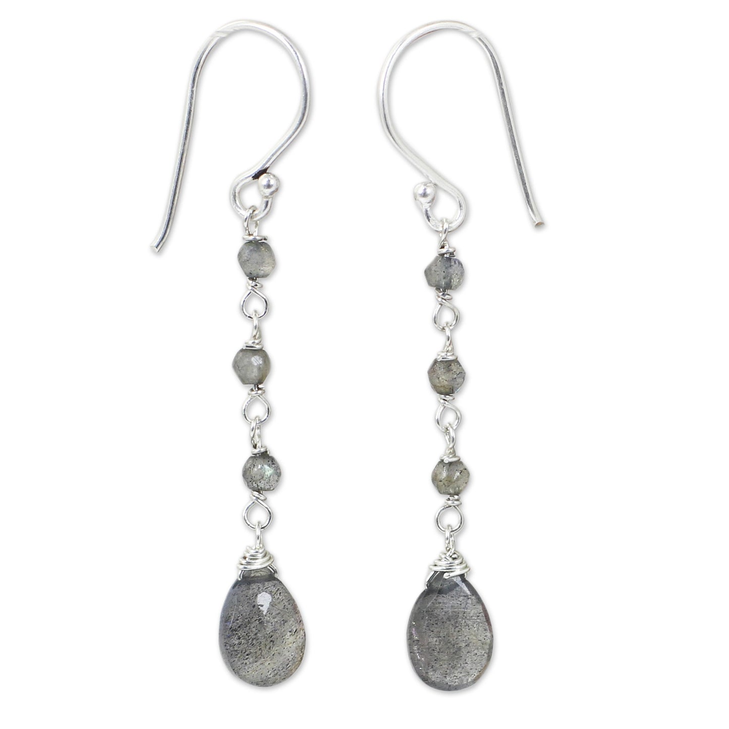 Lady Handmade Labradorite and Sterling Silver Dangle Earrings