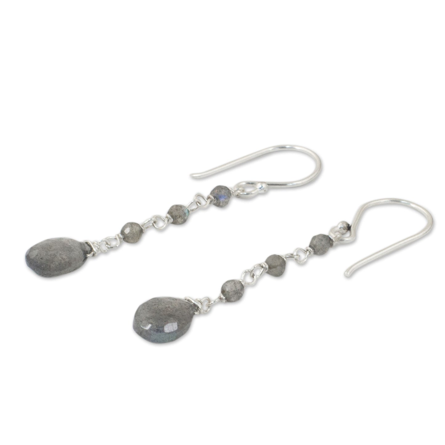 Lady Handmade Labradorite and Sterling Silver Dangle Earrings