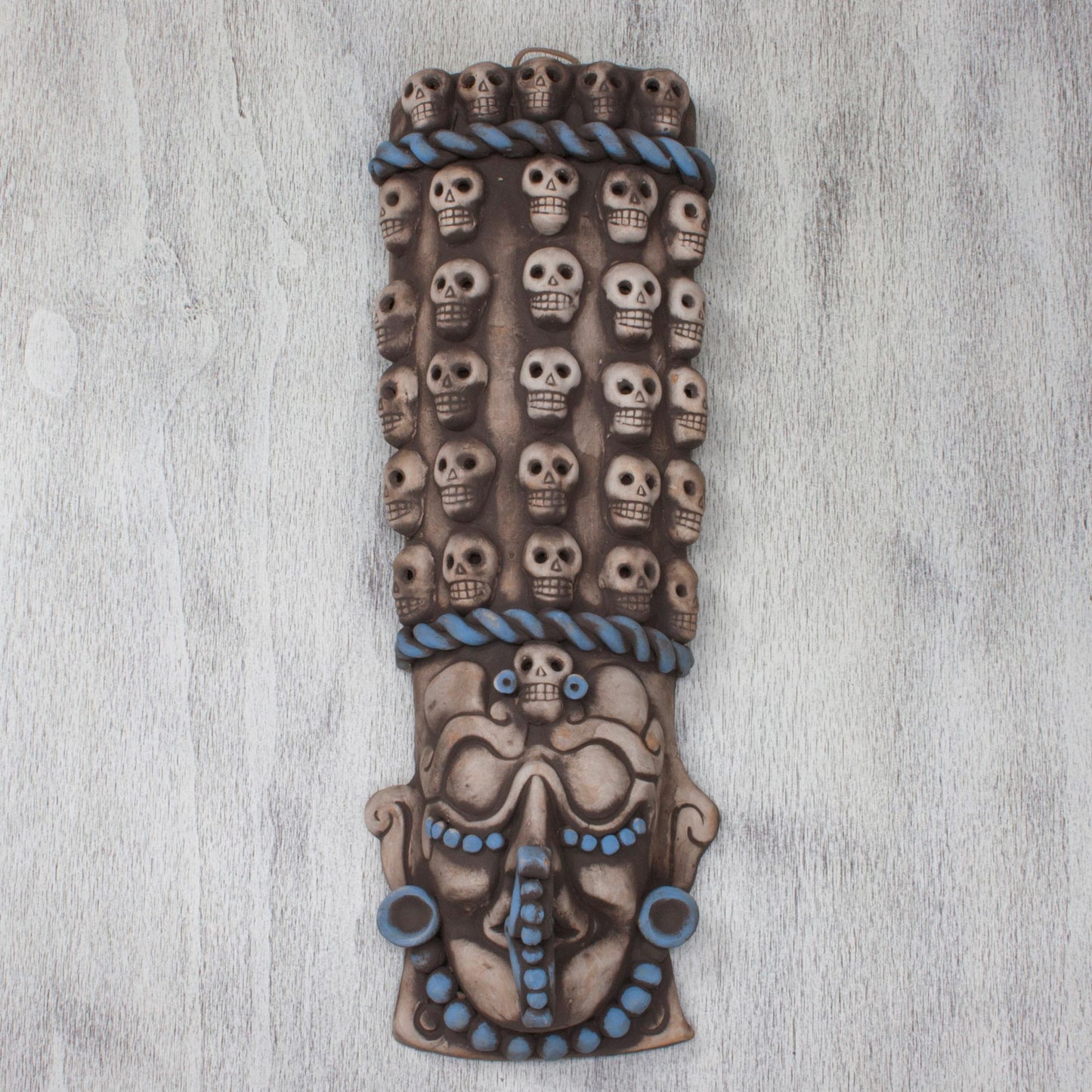 Maya Tzompantli Mexican Maya and Aztec Ceramic Skull Motif Mask