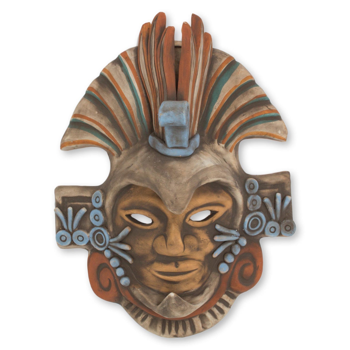 Aztec Eagle Warrior Handcrafted Mexican Ceramic Aztec Eagle Warrior Mask