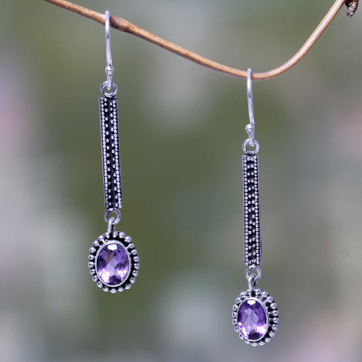 Falling Raindrops Amethyst Earrings