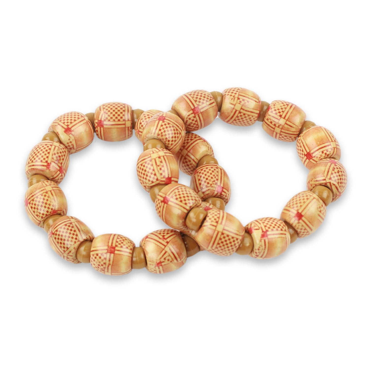 Twice Happy 2 Fair trade African Beaded Wood Stretch Bracelets