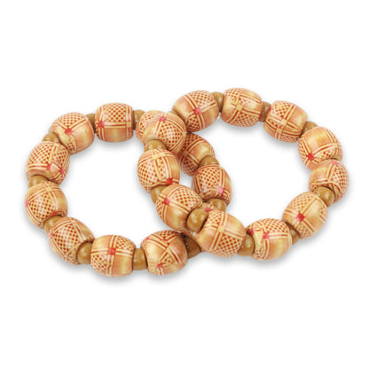 Twice Happy 2 Fair trade African Beaded Wood Stretch Bracelets