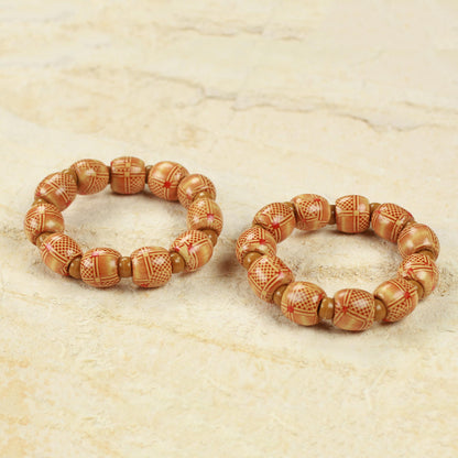 Twice Happy 2 Fair trade African Beaded Wood Stretch Bracelets