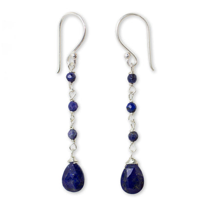 Lady Fair Trade Handmade Lapis Lazuli Dangle Earrings