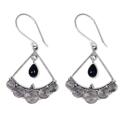 Fabulously Feminine Onyx on Sterling Silver Earrings Artisan Jewelry from Bali