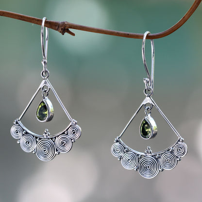 Fabulously Feminine Sterling Silver Chandelier Earrings with Peridot