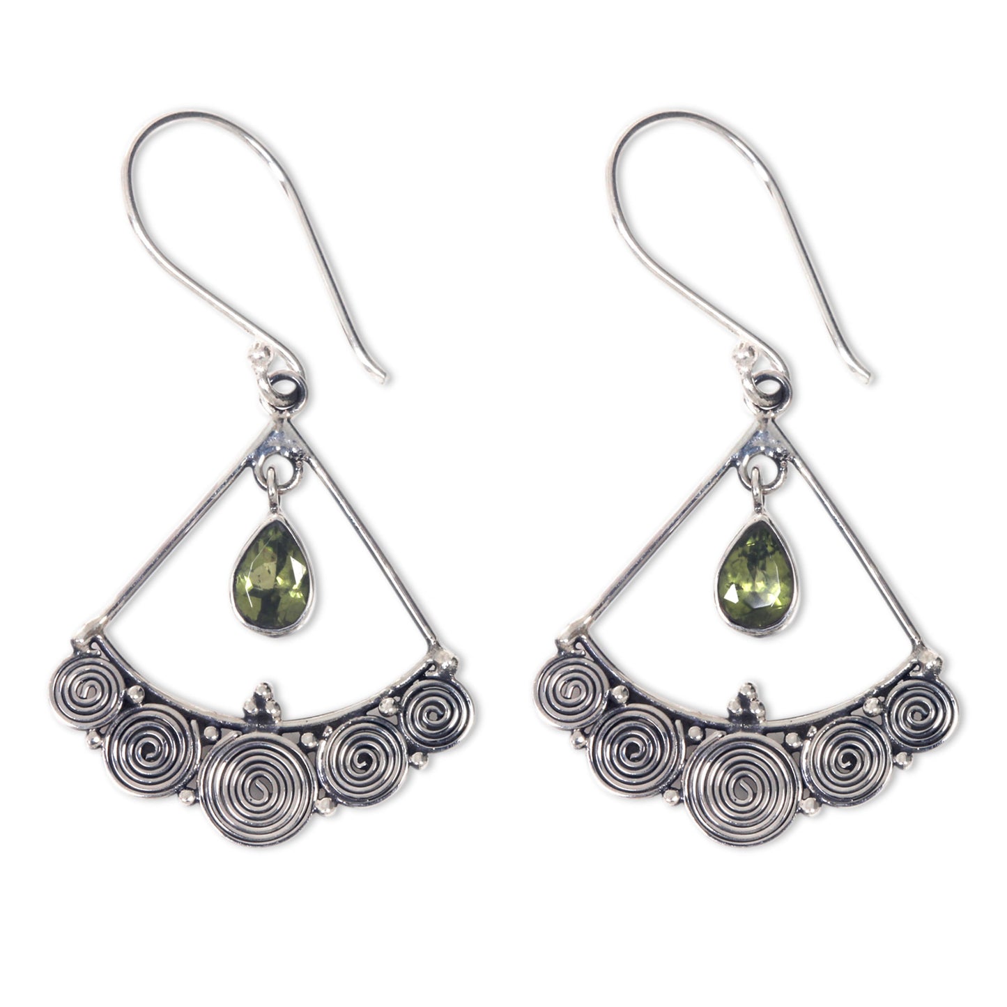 Fabulously Feminine Sterling Silver Chandelier Earrings with Peridot