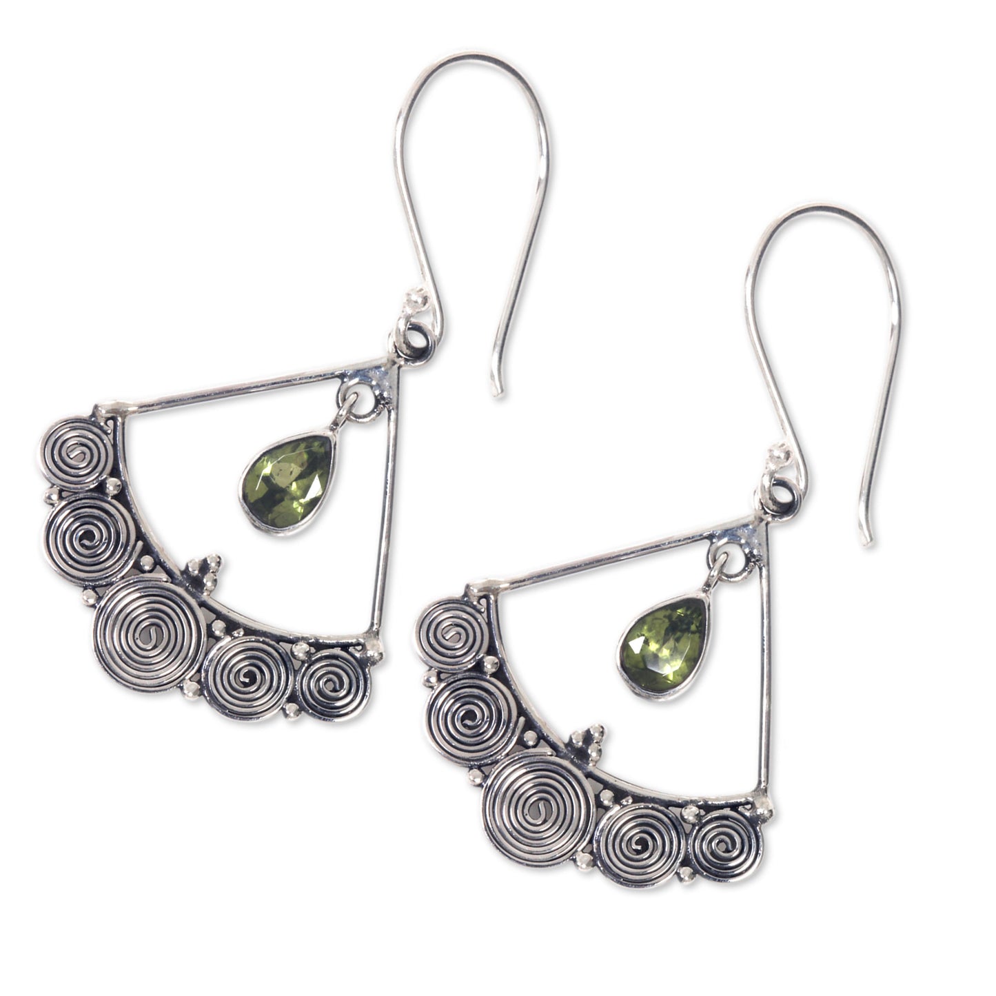 Fabulously Feminine Sterling Silver Chandelier Earrings with Peridot