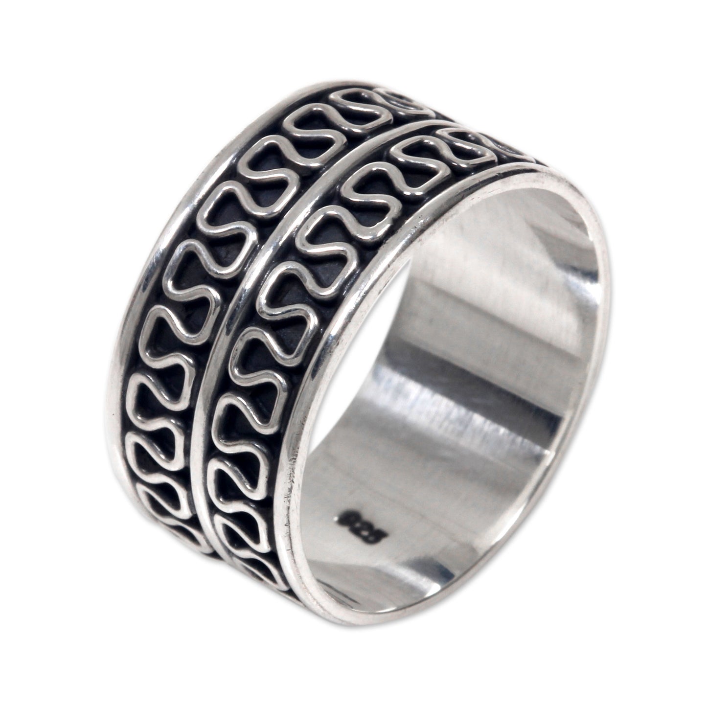 Ripple Tides Men's Jewelry Sterling Silver Band Ring Artisan Crafted