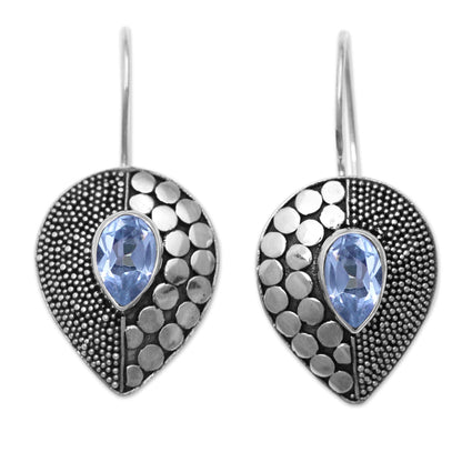 Azure Sincerity Balinese Fair Trade Silver and Blue Topaz Earrings