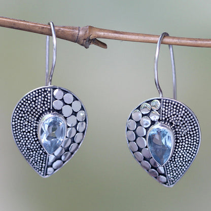 Azure Sincerity Balinese Fair Trade Silver and Blue Topaz Earrings