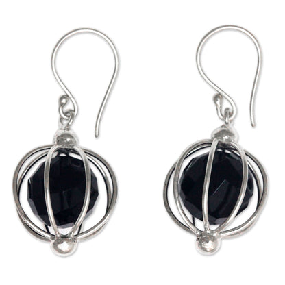 Silver Lantern Handcrafted Silver Balinese Earrings with Black Onyx