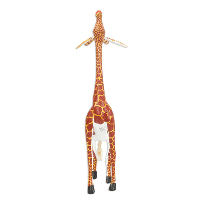 My Curious Giraffe Wood Giraffe Figurine Sculpture Artisan Crafted in Mexico