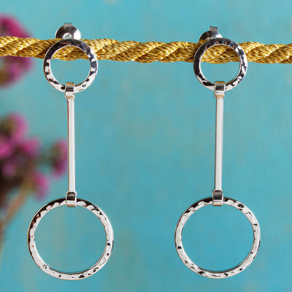 Taxco Pendulums Modern Sterling Silver Earrings Crafted in Taxco