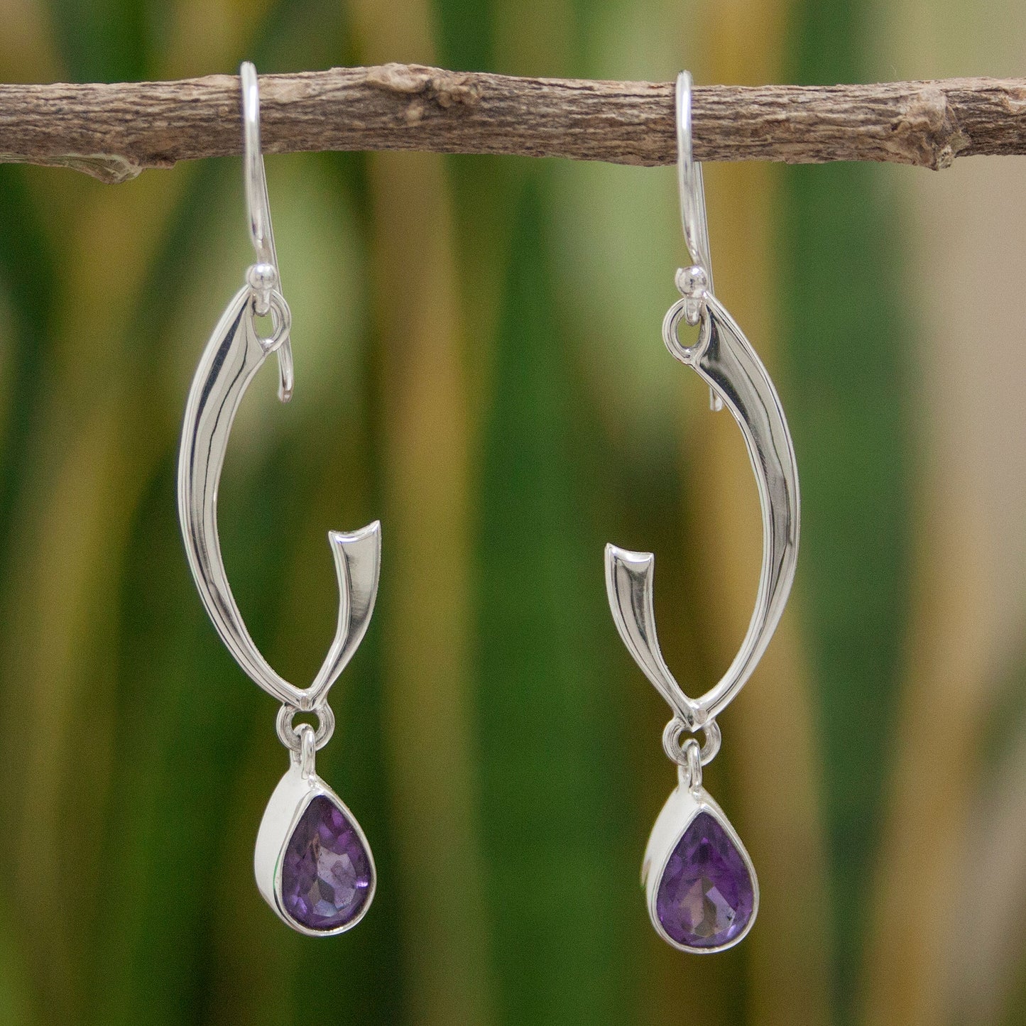 Lilac Spark Artisan Crafted Sterling Silver Earrings with Amethyst