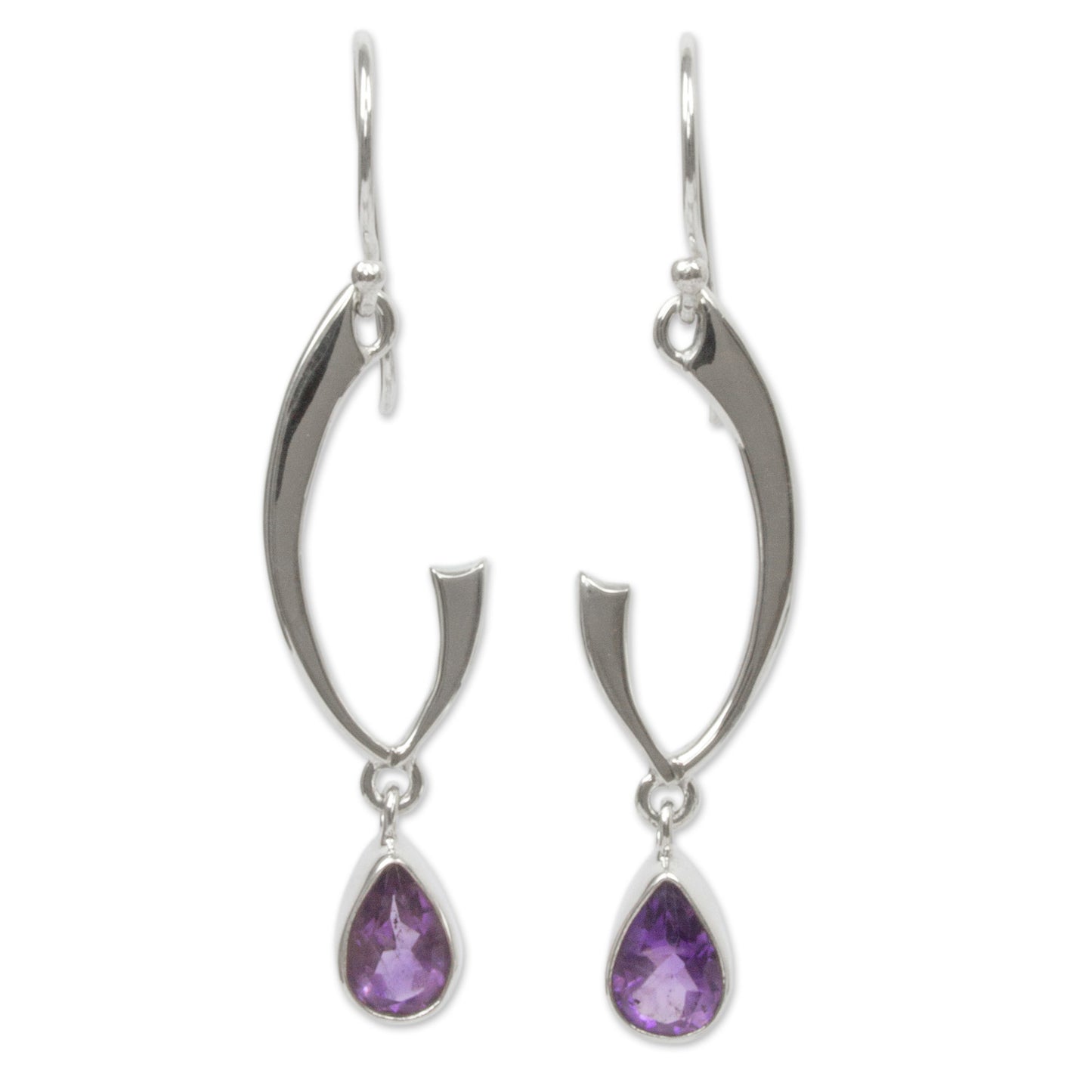 Lilac Spark Artisan Crafted Sterling Silver Earrings with Amethyst