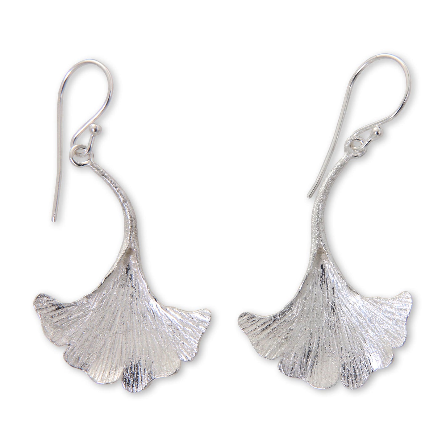 Oyster Mushroom Silver Dangle Earrings