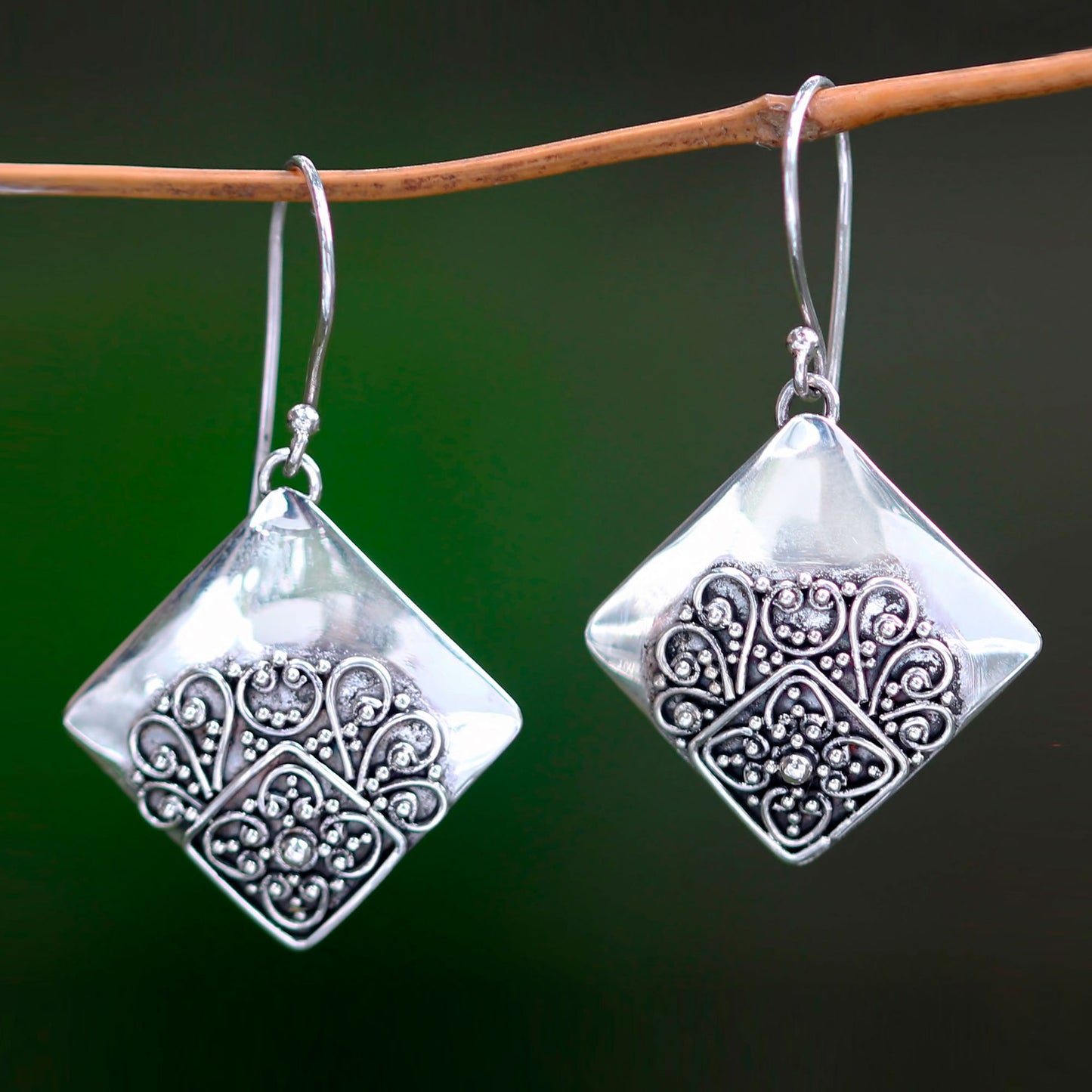 Besakih Garden Modern Balinese Handcrafted Sterling Silver Earrings