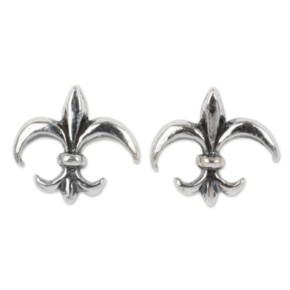 NOVICA - Silver 'Fleur-de-lis' Stud Earrings