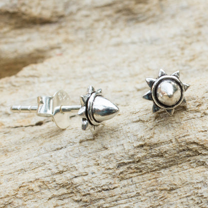 Acorn Star Acorn Theme Fair Trade Silver Stud Earrings