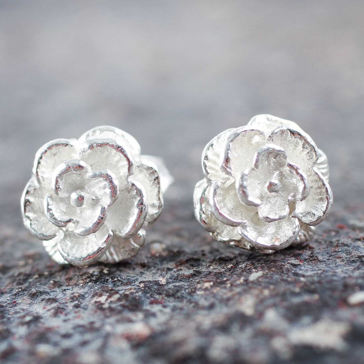 Precious Gardenia Handcrafted Sterling Silver Flower Earrings from Peru