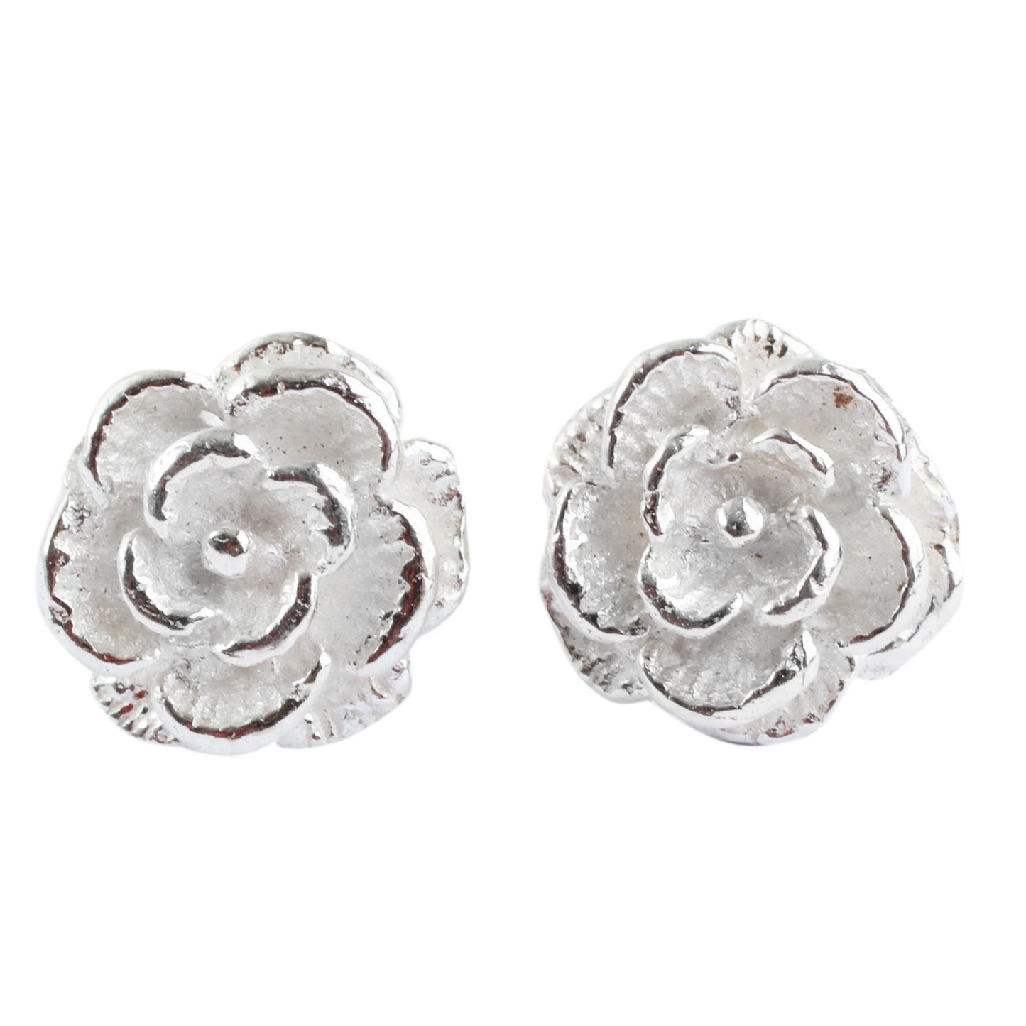 Precious Gardenia Handcrafted Sterling Silver Flower Earrings from Peru