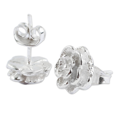 Precious Gardenia Handcrafted Sterling Silver Flower Earrings from Peru