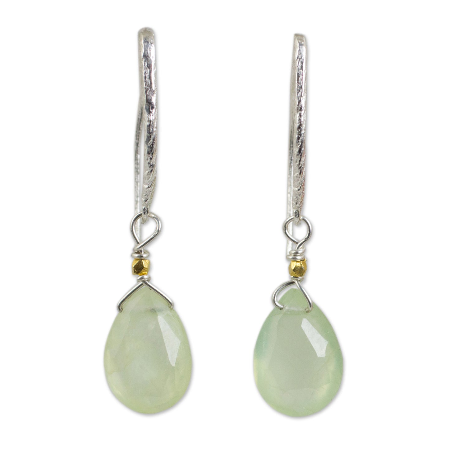 Effortless Glam Artisan Crafted Prehnite Gold Accent Earrings