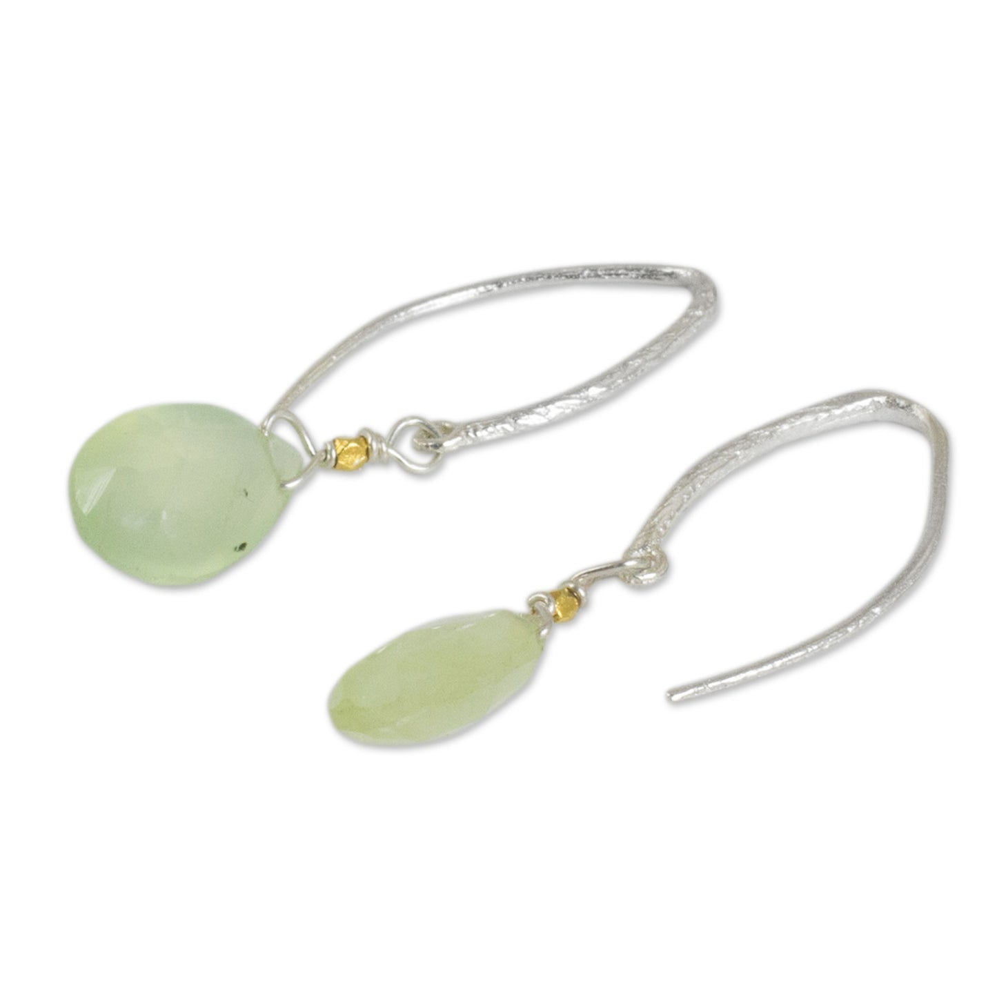 Effortless Glam Artisan Crafted Prehnite Gold Accent Earrings