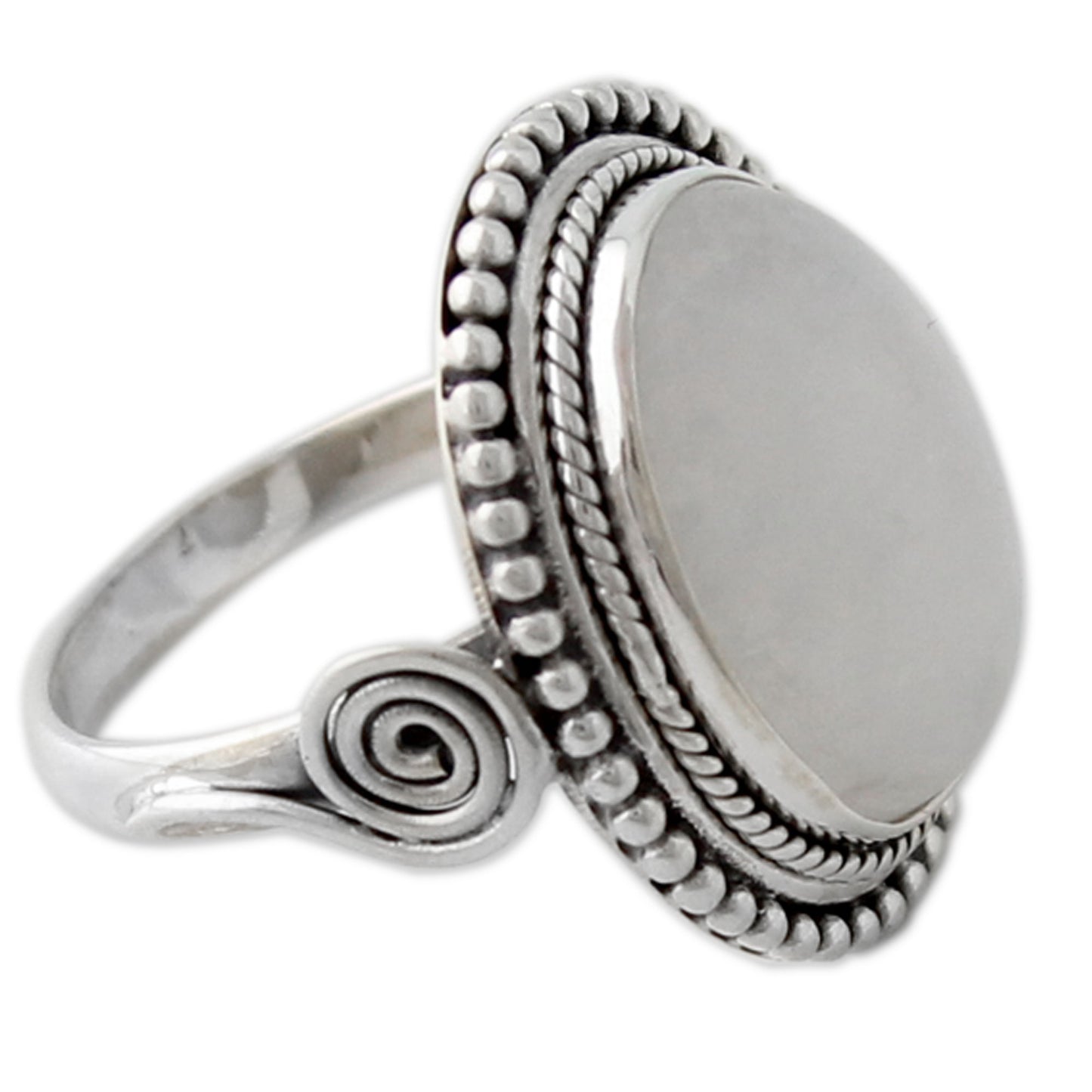 Rainbow Glow India Sterling Silver Cocktail Ring with Rainbow Moonstone