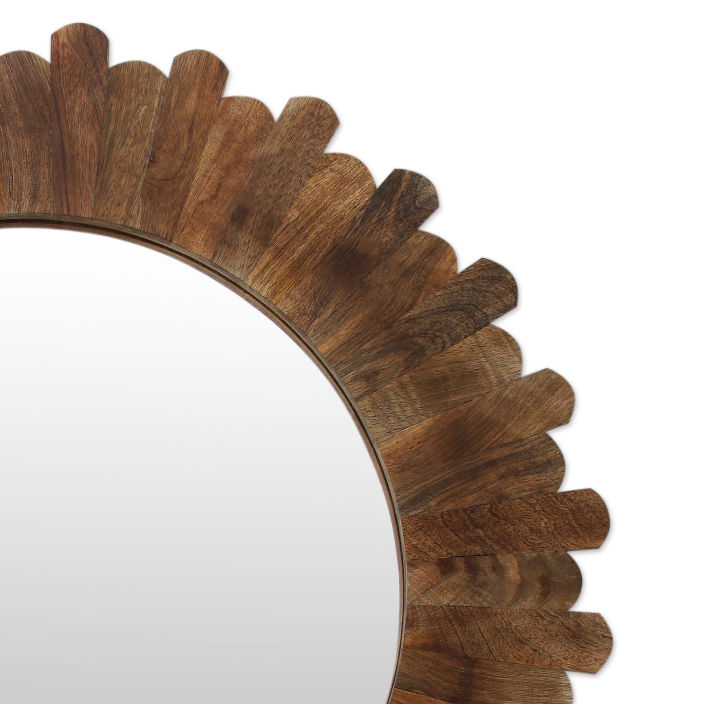 Earthen Halo Fair Trade Round Wall Mirror Hand Crafted from Mango Wood