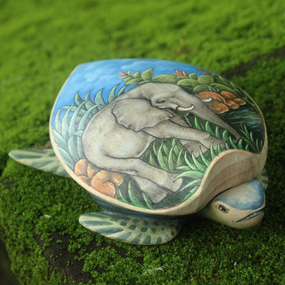 Handpainted Crocodile Wood Turtle Jewelry Box