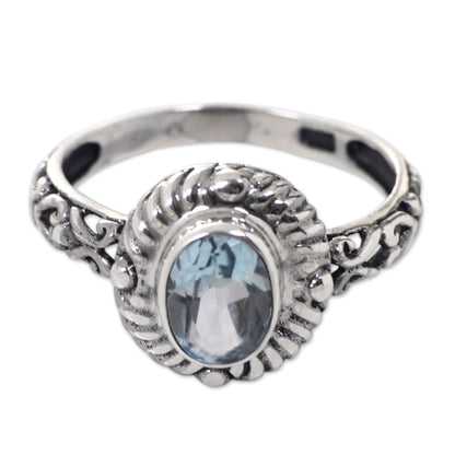 Saba Sea Song Faceted Blue Topaz Sterling Silver Fair Trade Ring