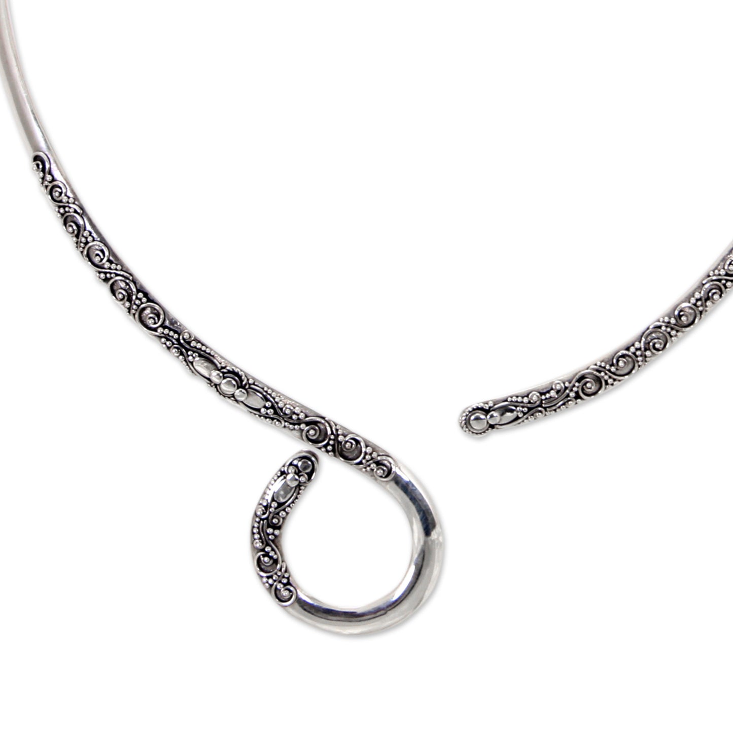 Floral Serpent Artisan Crafted Balinese Sterling Silver Wrap Necklace