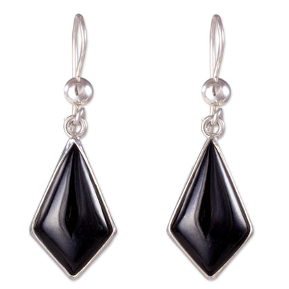 Jungle Pyramids Black Guatemalan Jade Earrings in Sterling Silver