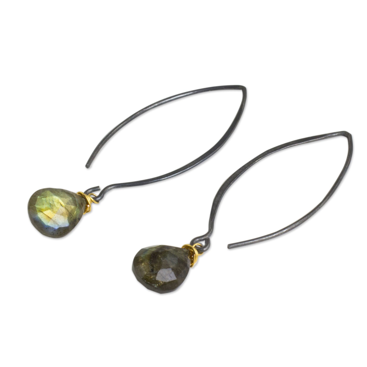 Midnight Meadow Thai Labradorite Earrings with Oxidized Sterling Hooks