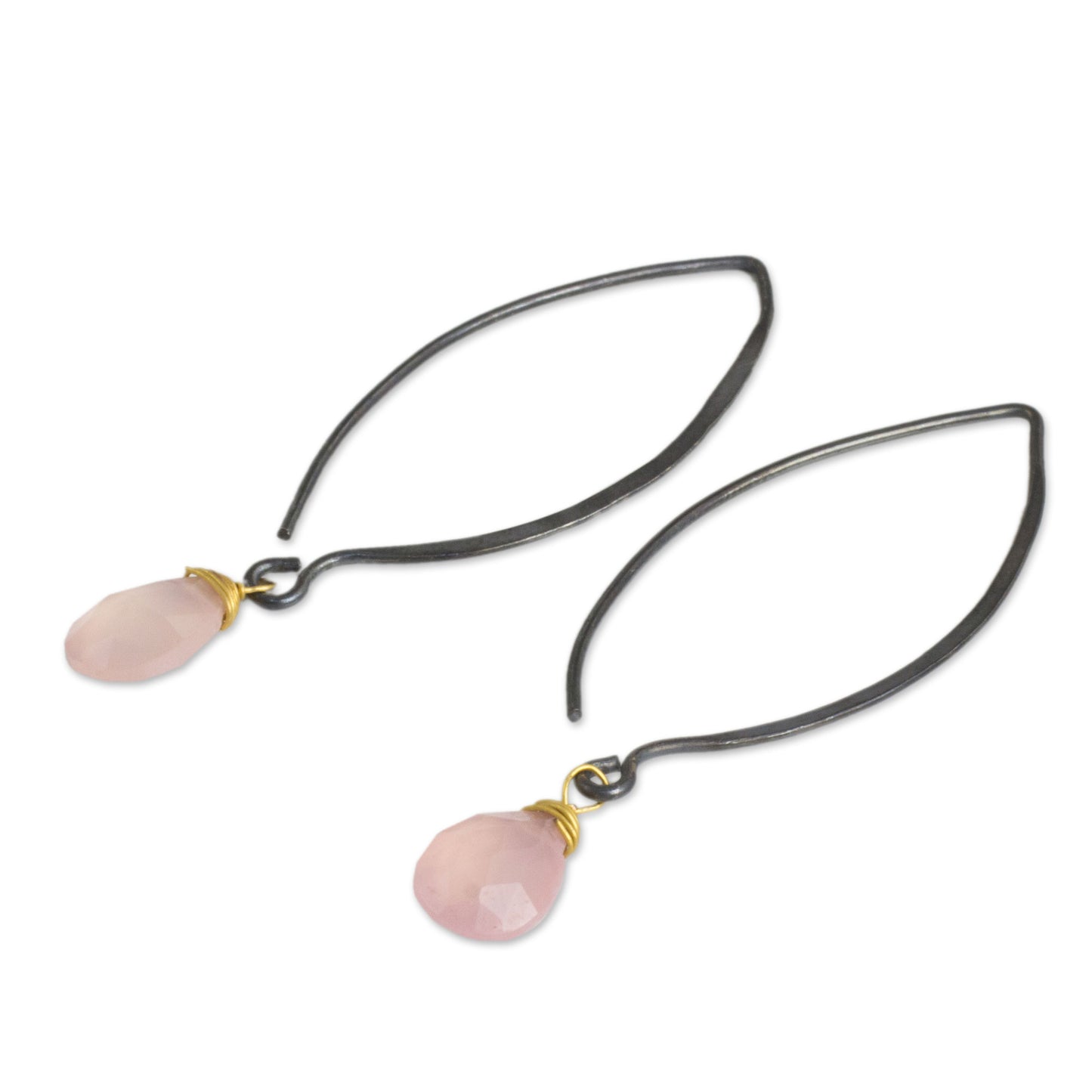 Sublime Pink Sparkle Gold Vermeil Accent Pink Chalcedony Earrings with Silver