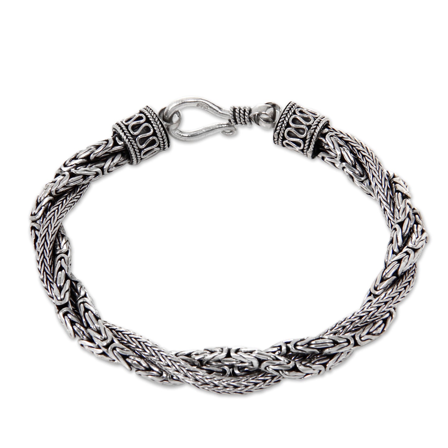 Sanca Batik Handcrafted Triple Braid Sterling Silver Bracelet from Bali