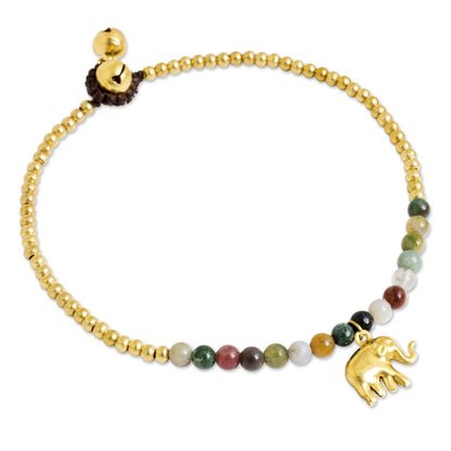 NOVICA - Elephant Agate Brass Beaded Anklet