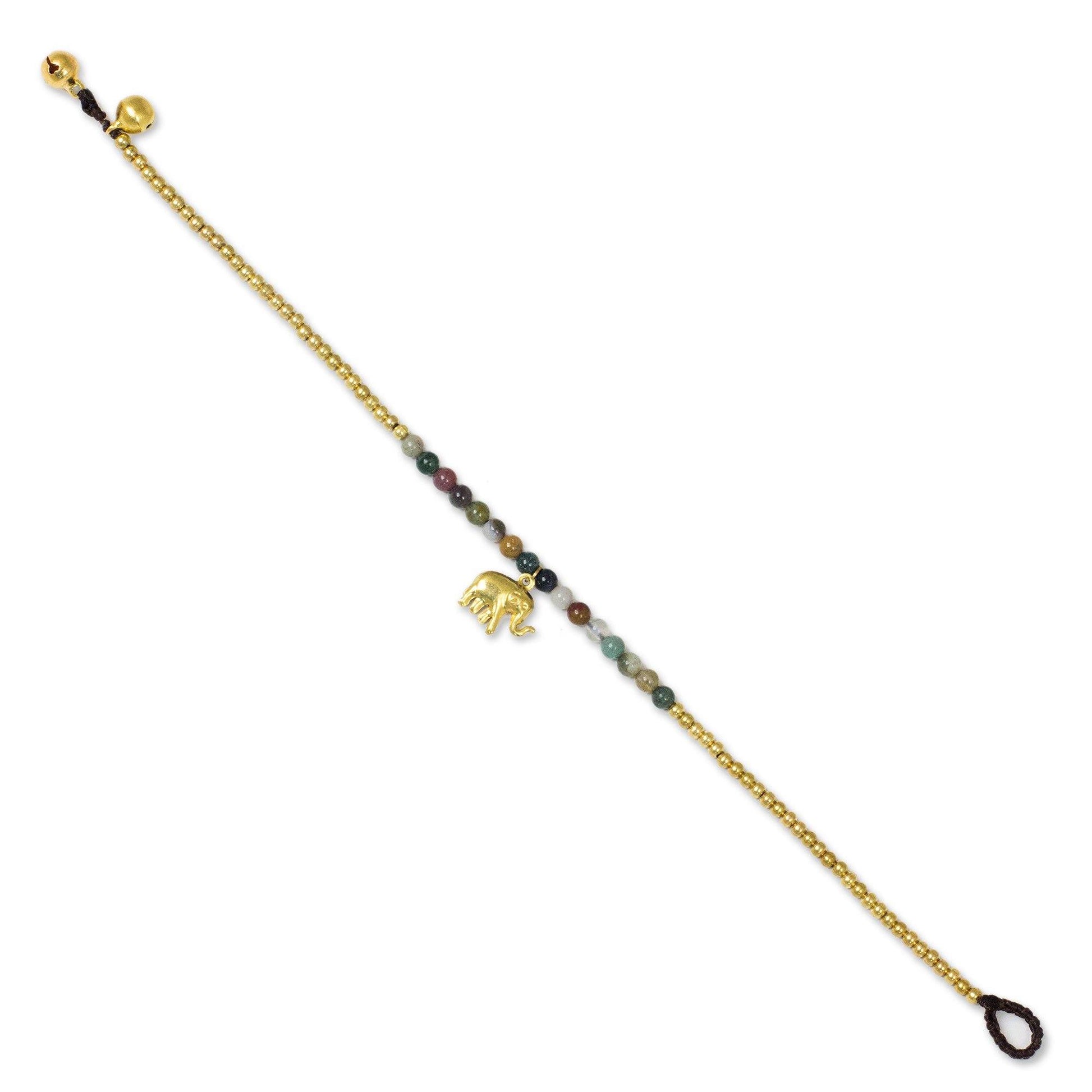 NOVICA - Elephant Agate Brass Beaded Anklet