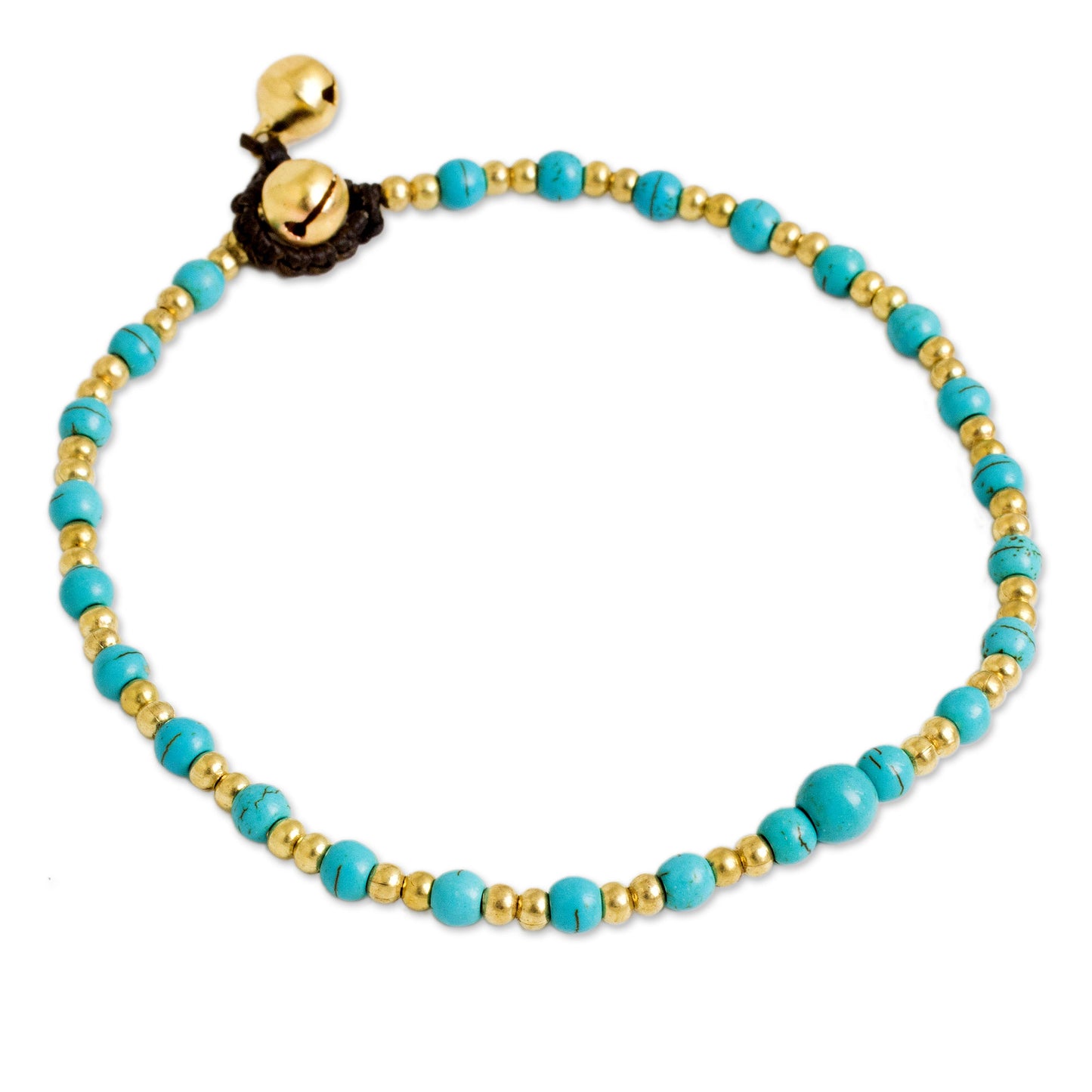 Cheerful Walk Blue Calcite Brass Beaded Anklet