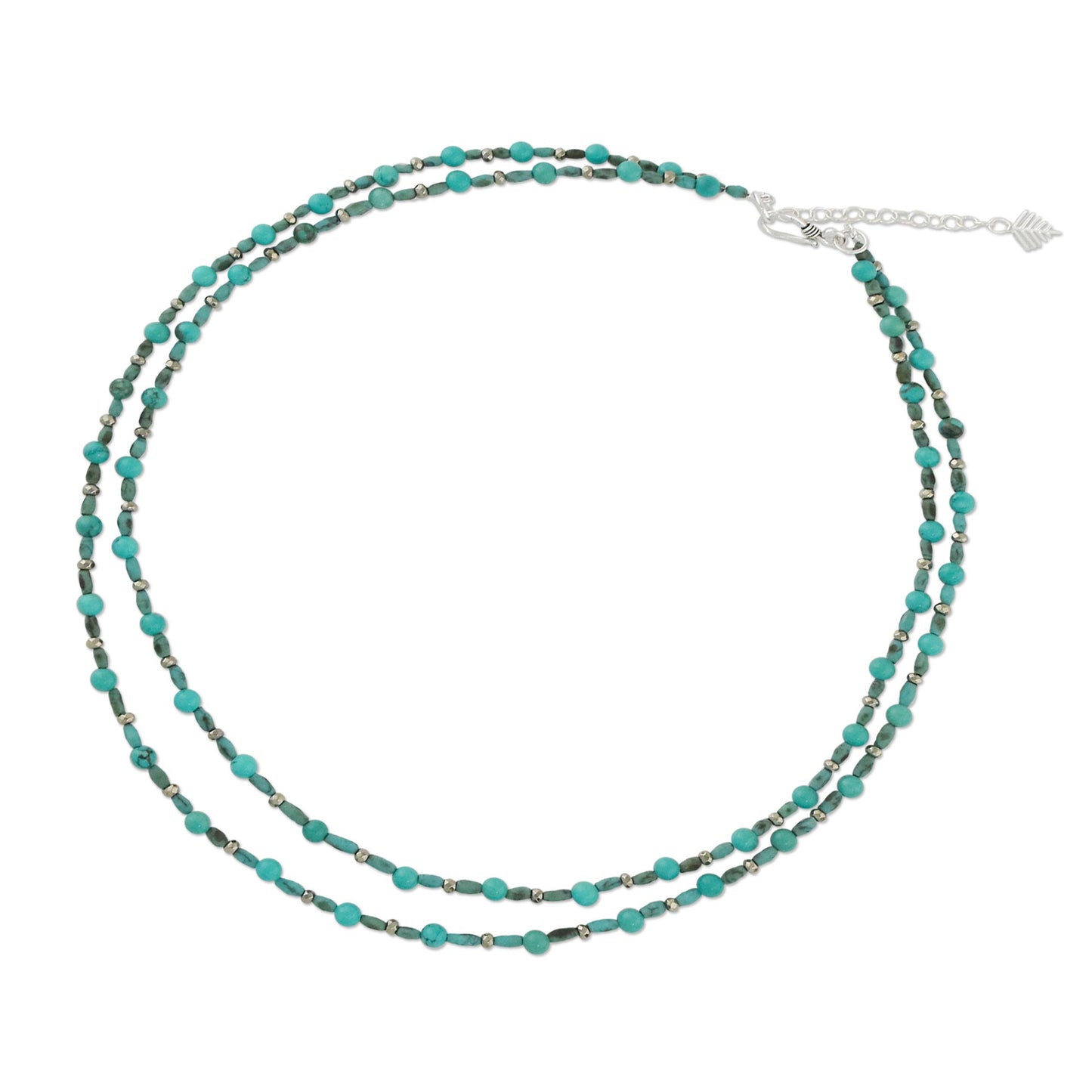 Exotic Blue Allure Turquoise & Silver Beaded Necklace